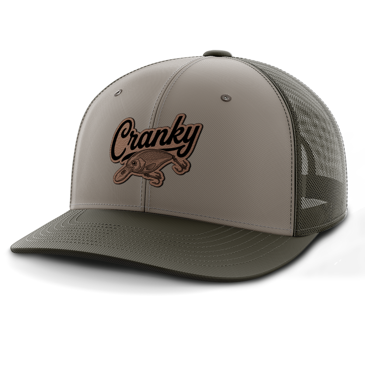 Cranky, Crankbait Decal, Leather Patch Hat
