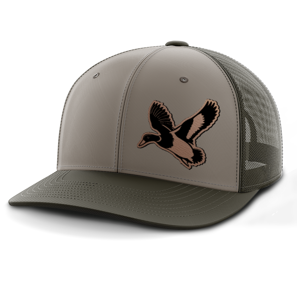 Duck Hunting (centered patch), Leather Patch Trucker Hat