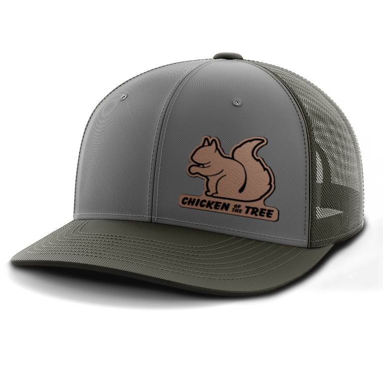 Squirrel Hunting, Chicken of the Tree, Leather Patch Trucker Hat