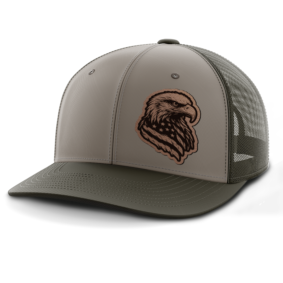 Eagle Flag (left), Leather Patch Hat