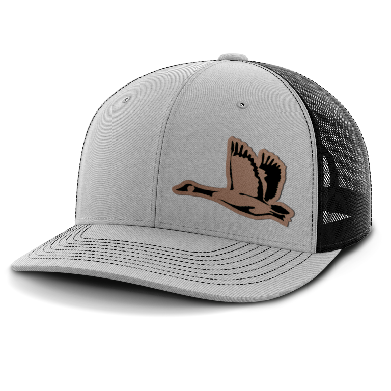 Geese Hunting (left patch), Leather Patch Trucker Hat