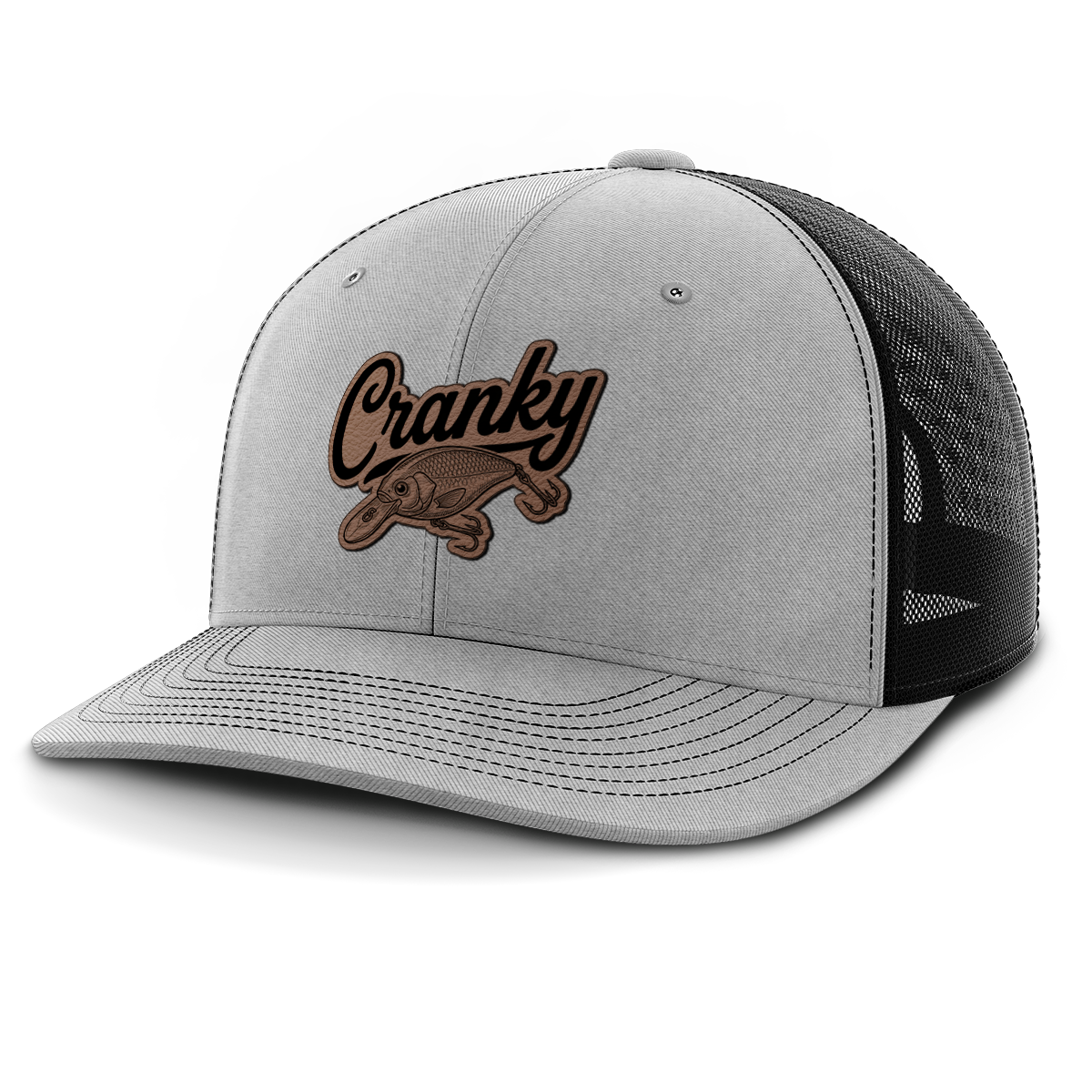 Cranky, Crankbait Decal, Leather Patch Hat