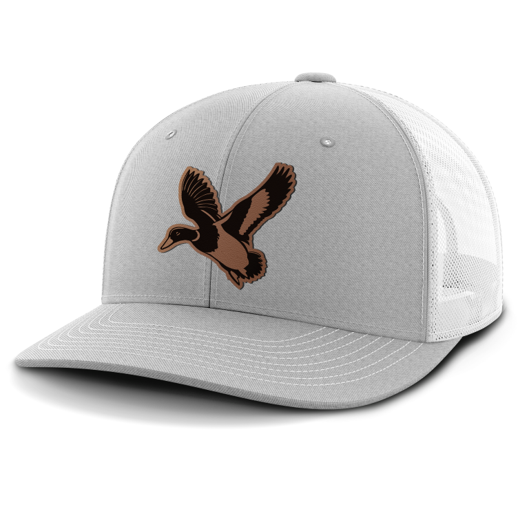 Leather Patch Trucker Hat, Duck Hunting (centered patch)