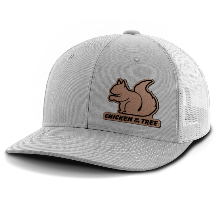 Squirrel Hunting, Chicken of the Tree, Leather Patch Trucker Hat