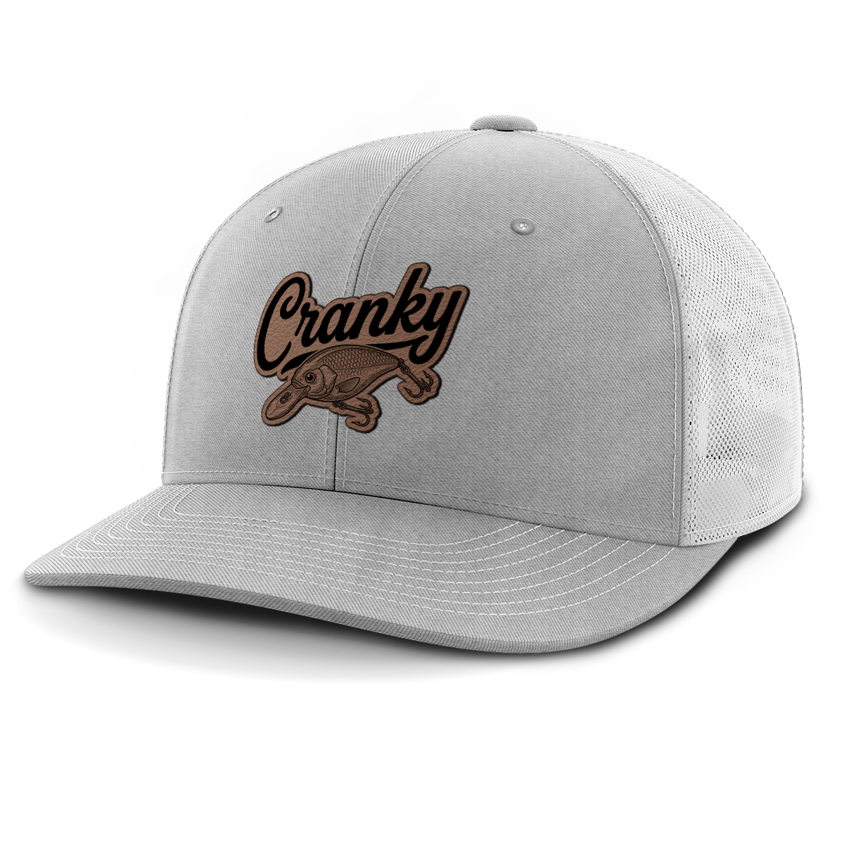 Cranky, Crankbait Decal, Leather Patch Hat