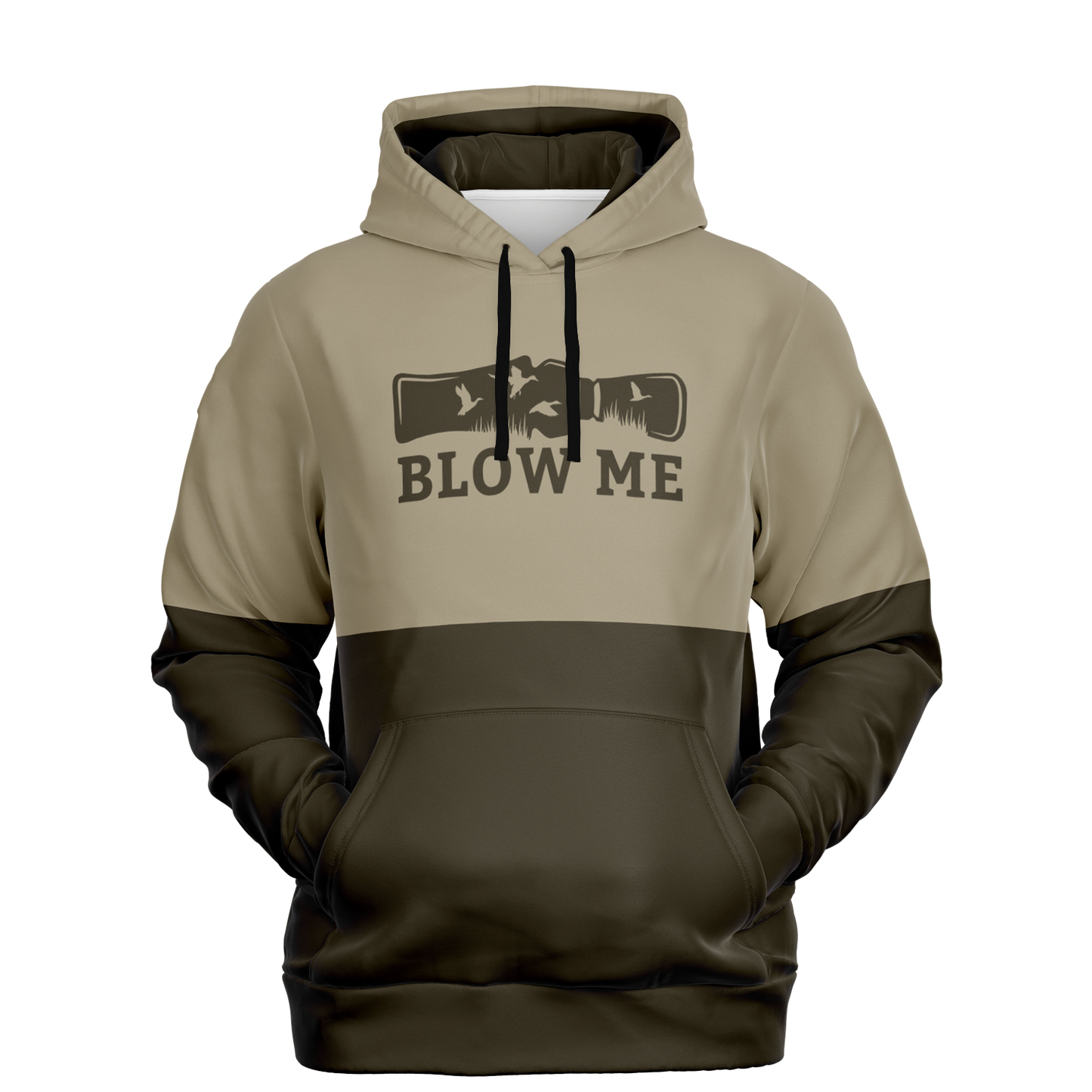 Duck Hunting, Blow Me, Mid Weight Pullover Hoodie (Tan/Brown)