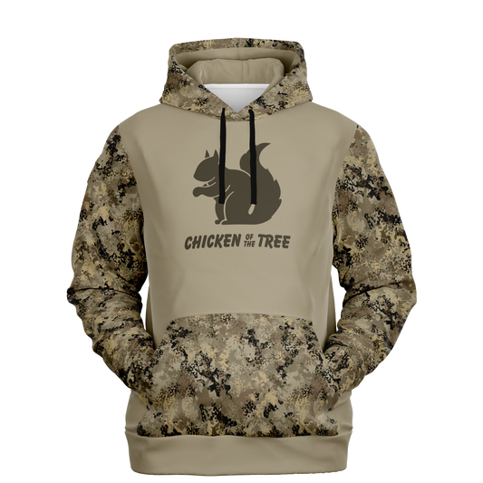 Squirrel Hunting, Chicken of the Tree, MId Weight Pullover Hoodie (Tan Camo)