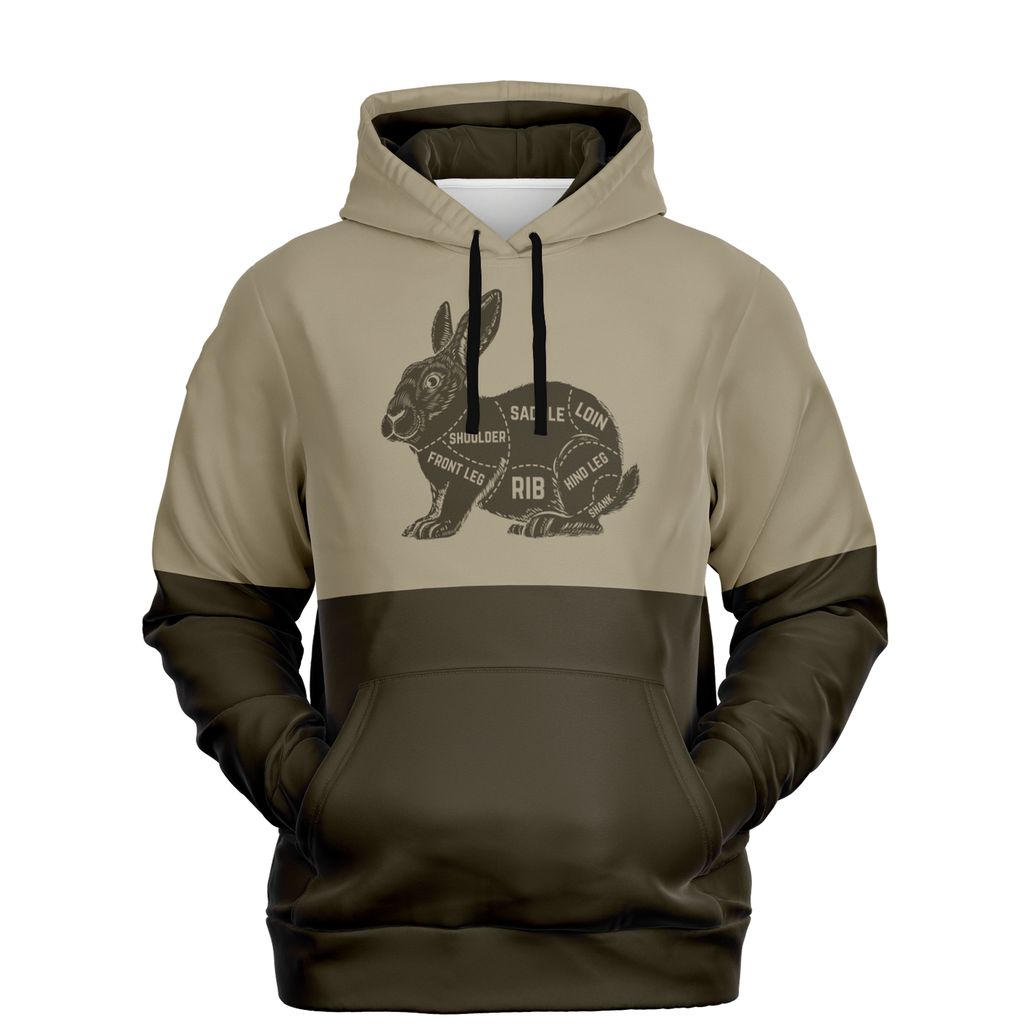 Rabbit Hunting, Butcher Chart, Mid Weight Pullover Hoodie (Tan/Brown)