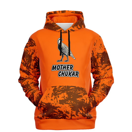 Chukar Hunting, Mother Chukar, Mid Weight Pullover Hoodie, Orange Camo