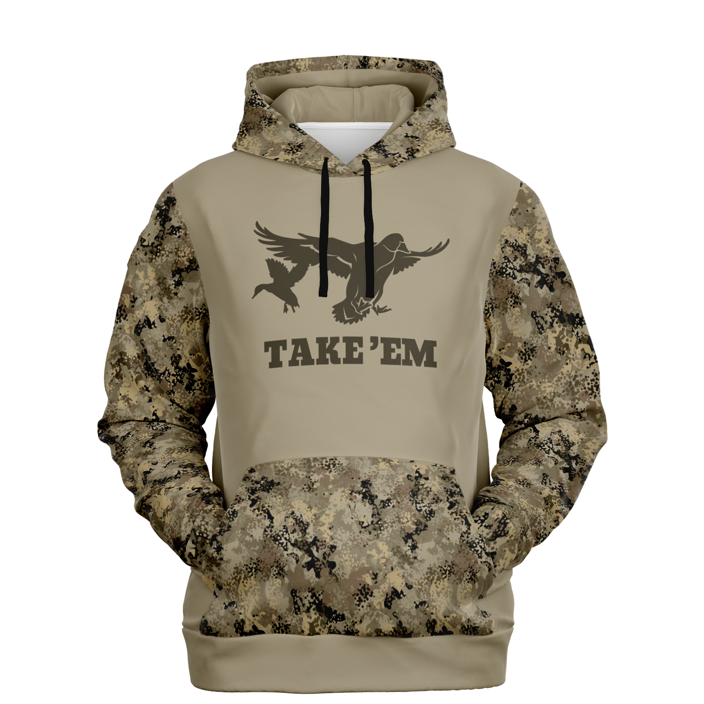 Duck Hunting, Take'Em, Mid Weight Pullover Hoodie (Tan Camo)