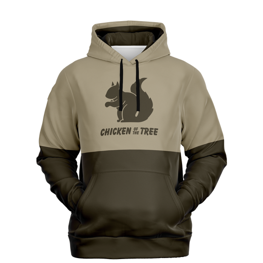 Squirrel Hunting, Chicken of the Tree, MId Weight Pullover Hoodie (Tan/Brown)