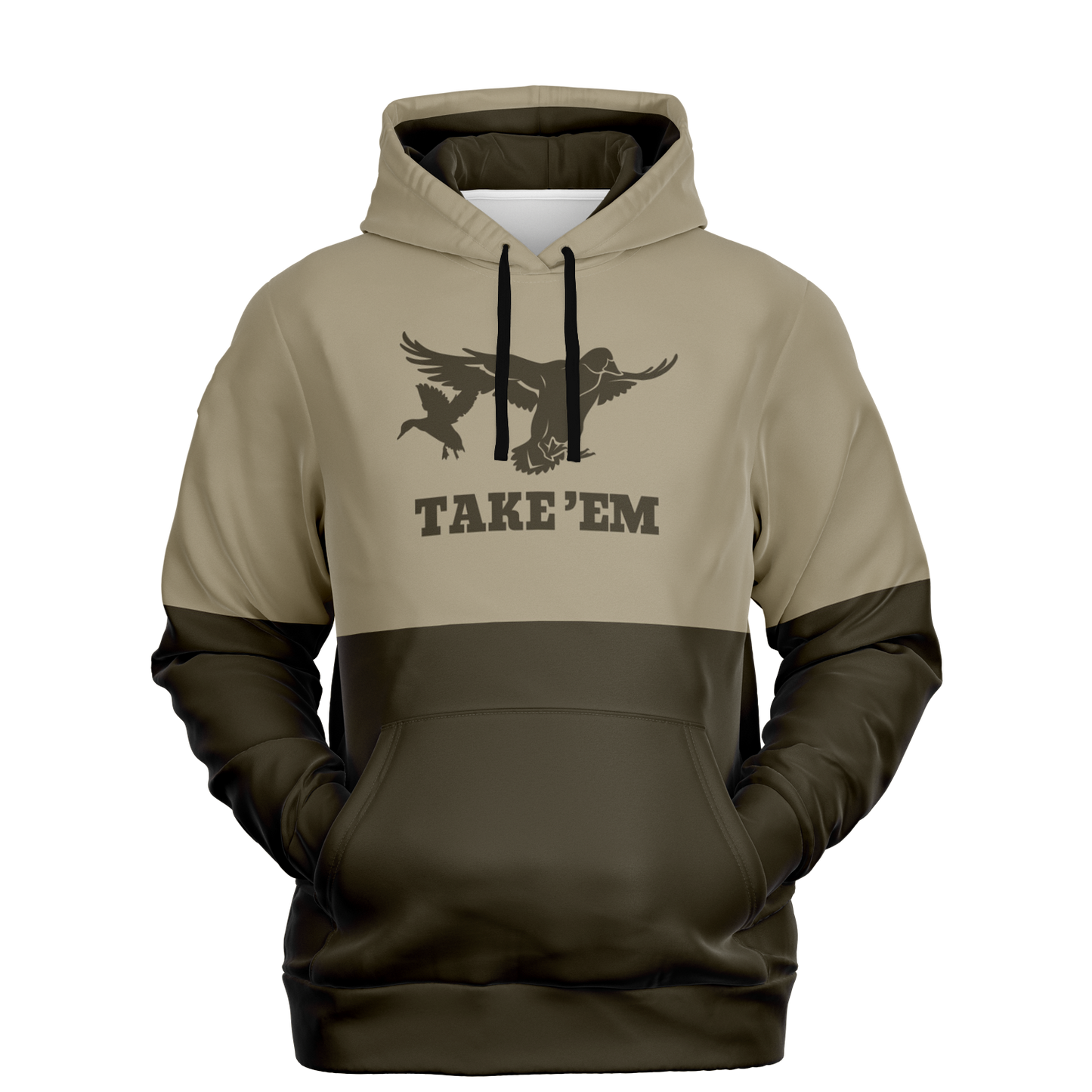 Duck Hunting, Take'Em, Mid Weight Pullover Hoodie (Tan/Brown)