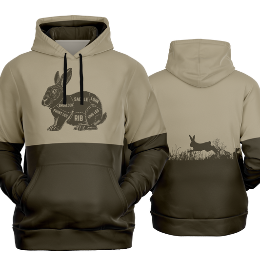 Rabbit Hunting, Butcher Chart, Mid Weight Pullover Hoodie (Tan/Brown)