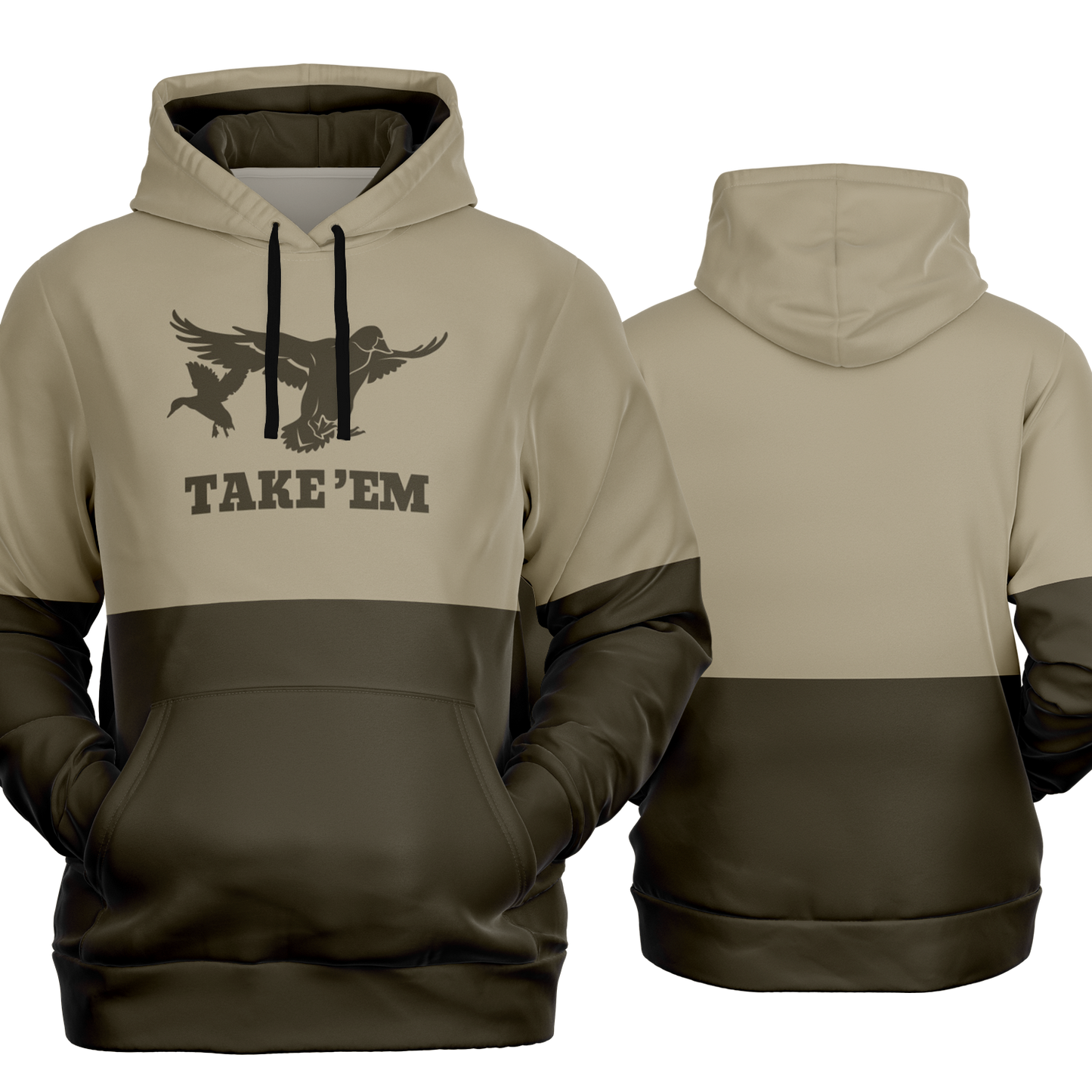 Duck Hunting, Take'Em, Mid Weight Pullover Hoodie (Tan/Brown)