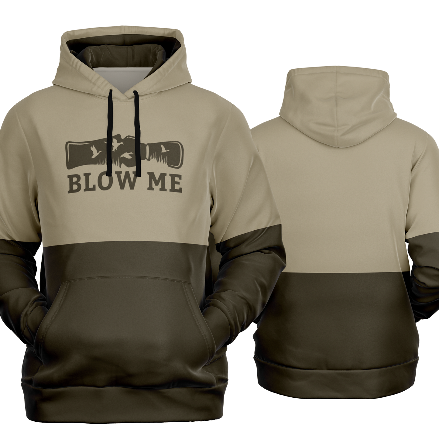 Duck Hunting, Blow Me, Mid Weight Pullover Hoodie (Tan/Brown)