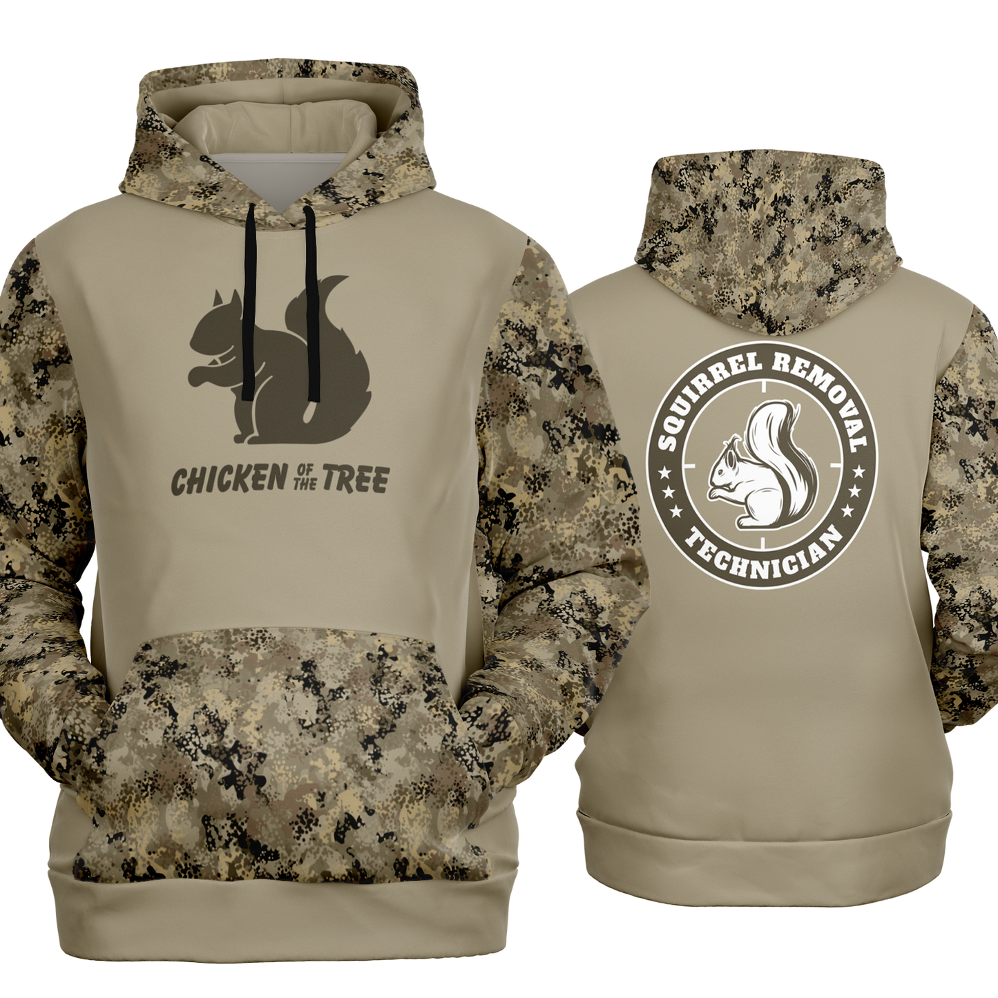 Squirrel Hunting, Chicken of the Tree, MId Weight Pullover Hoodie (Tan Camo)