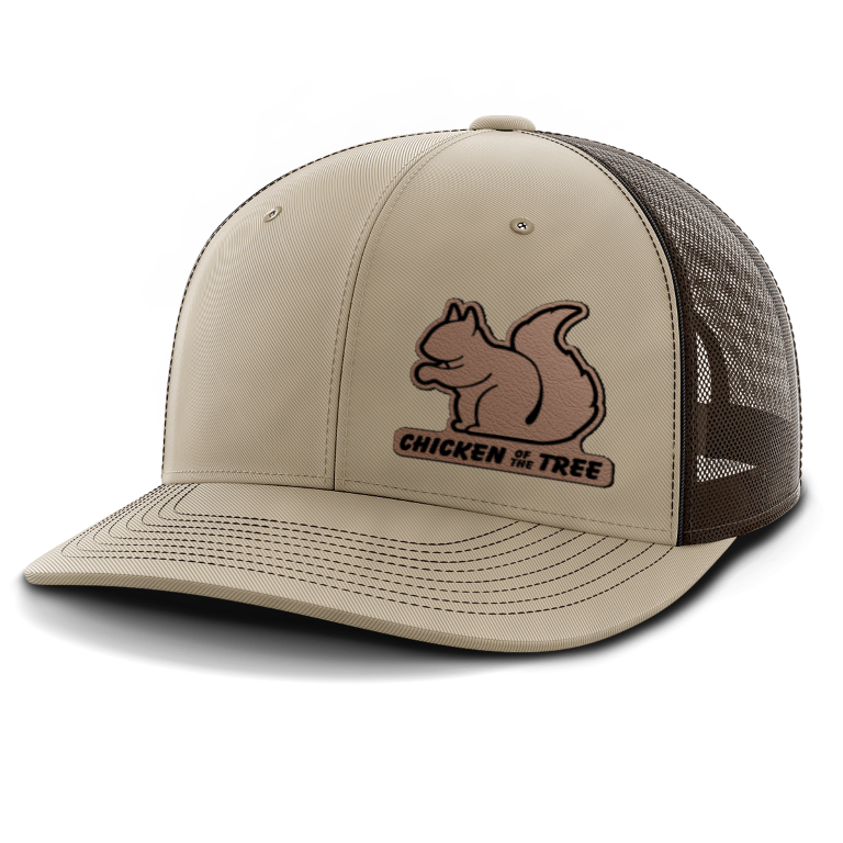 Squirrel Hunting, Chicken of the Tree, Leather Patch Trucker Hat