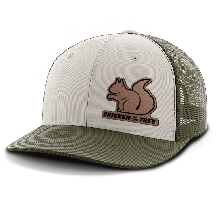 Squirrel Hunting, Chicken of the Tree, Leather Patch Trucker Hat