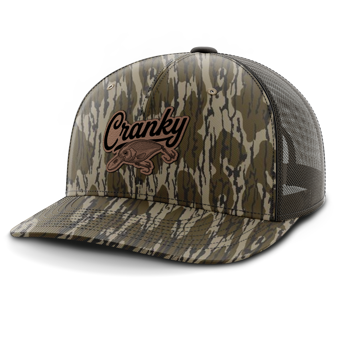 Cranky, Crankbait Decal, Leather Patch Hat