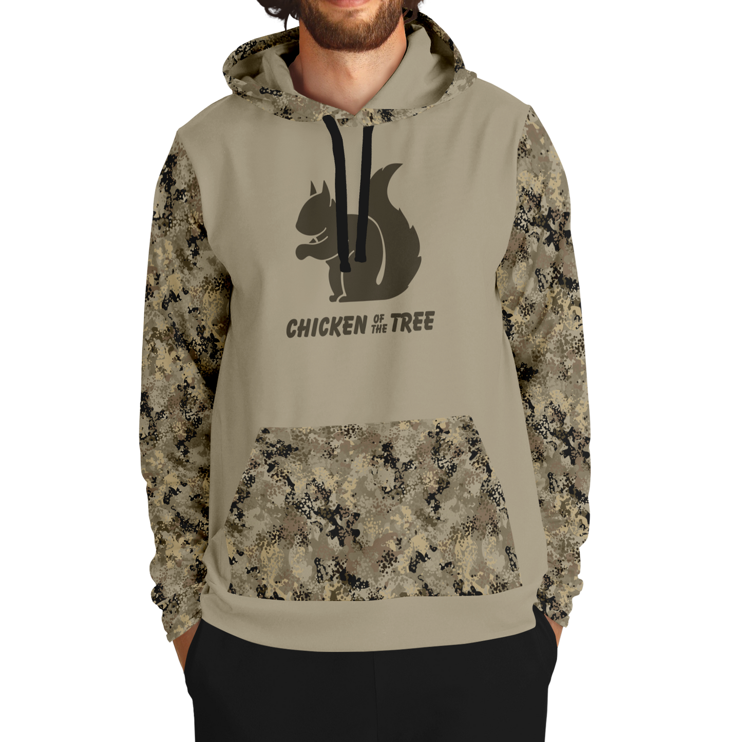 Squirrel Hunting, Chicken of the Tree, MId Weight Pullover Hoodie (Tan Camo)