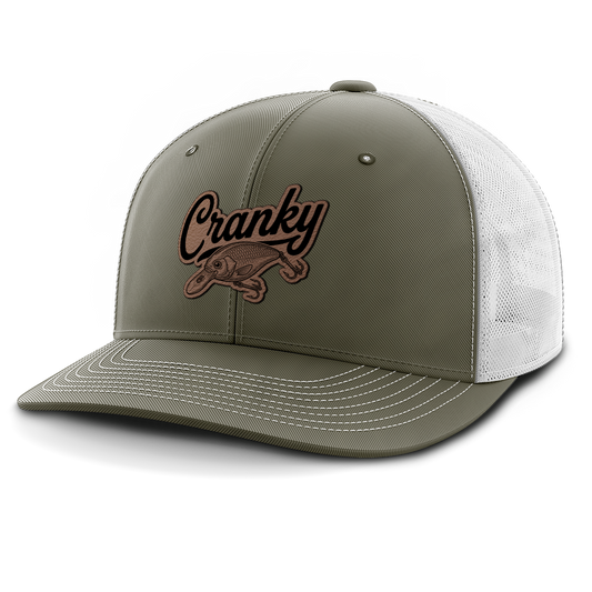Cranky, Crankbait Decal, Leather Patch Hat
