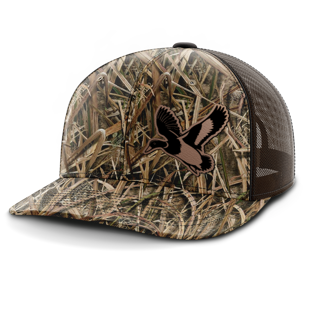 Duck Hunting (centered patch), Leather Patch Trucker Hat