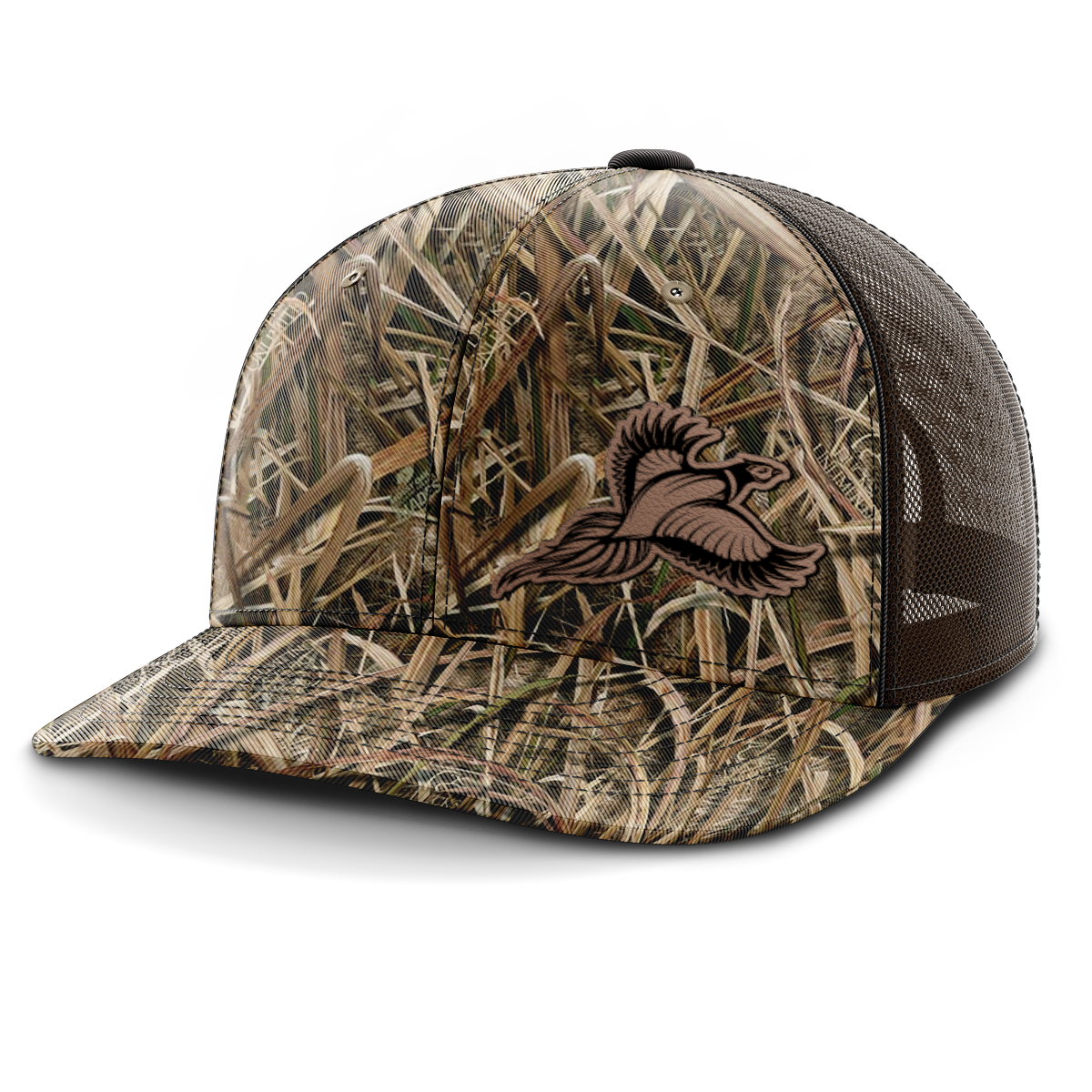 Pheasant Hunting (left patch), Leather Patch Trucker Hat