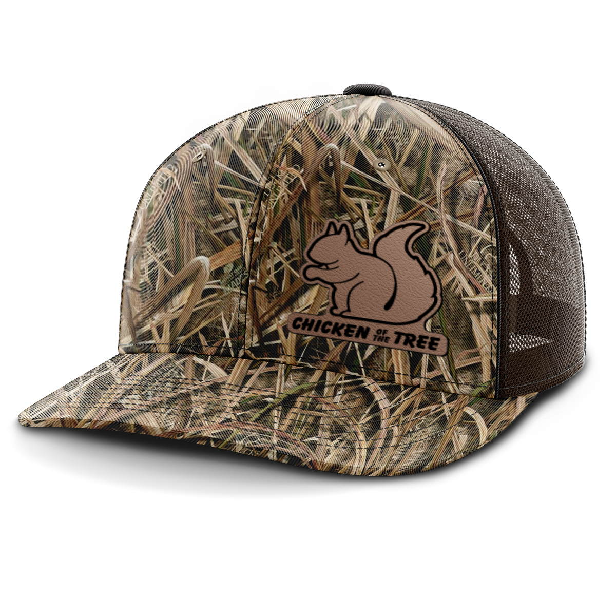 Squirrel Hunting, Chicken of the Tree, Leather Patch Trucker Hat